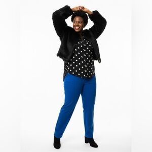 Express Black and White Polka Dot Button-Down Shirt